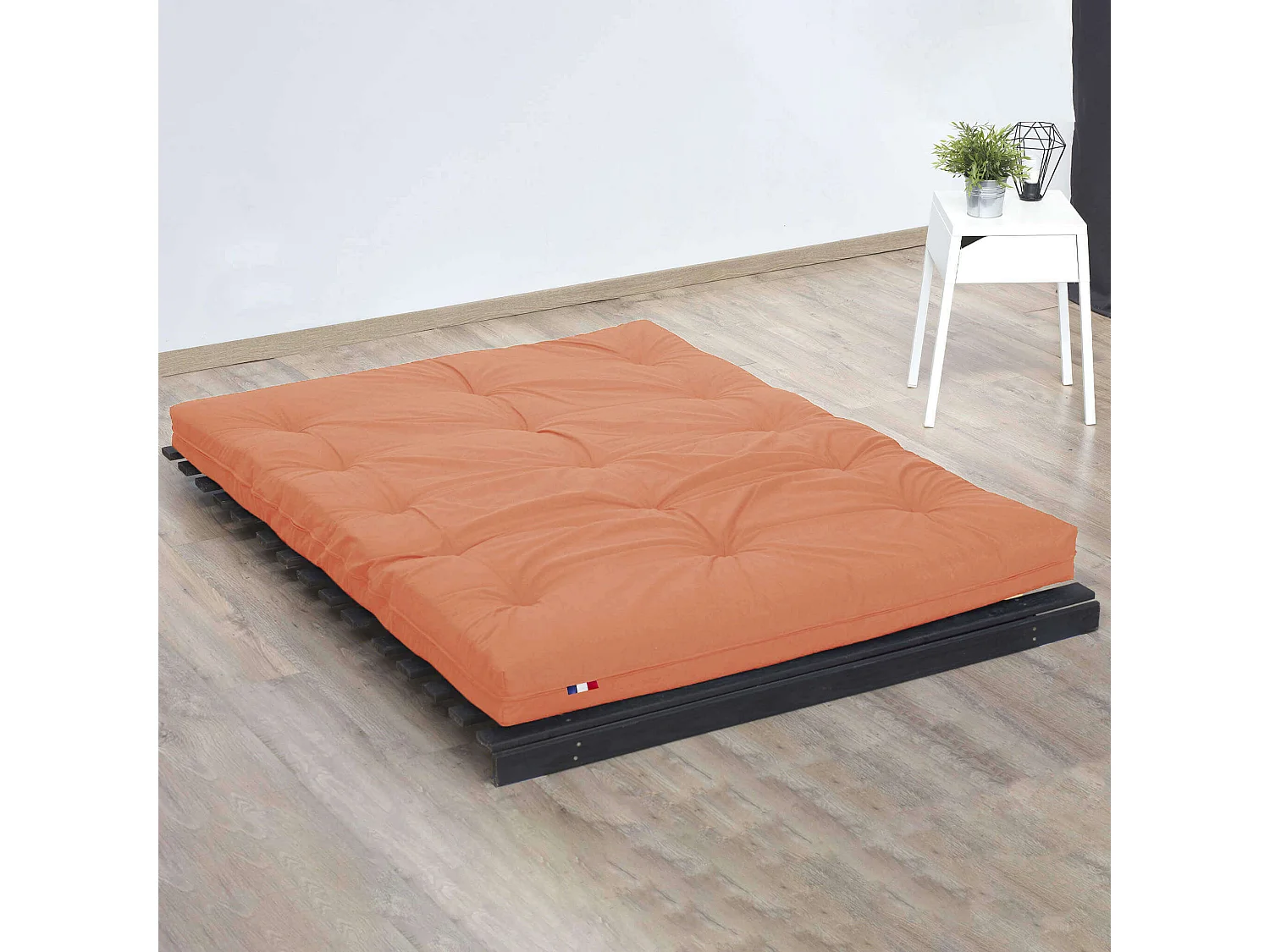 Matelas futon orange goyave coeur en latex 90x190
