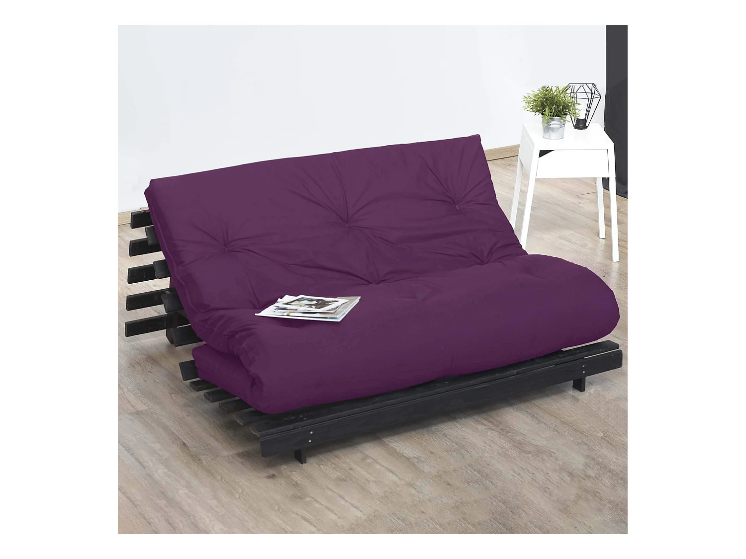 Matelas futon aubergine coeur en latex 140x200