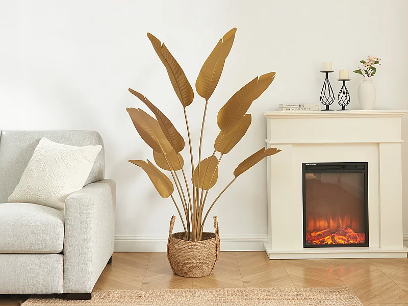 Arbre artificiel bananier avec pot -  H.160 cm - Doré - NENDAZ