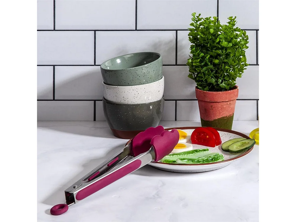 Pince de cuisine en silicone coloré Gris