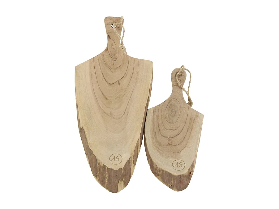 Planche à découper en acacia brut et écorce L 55 cm