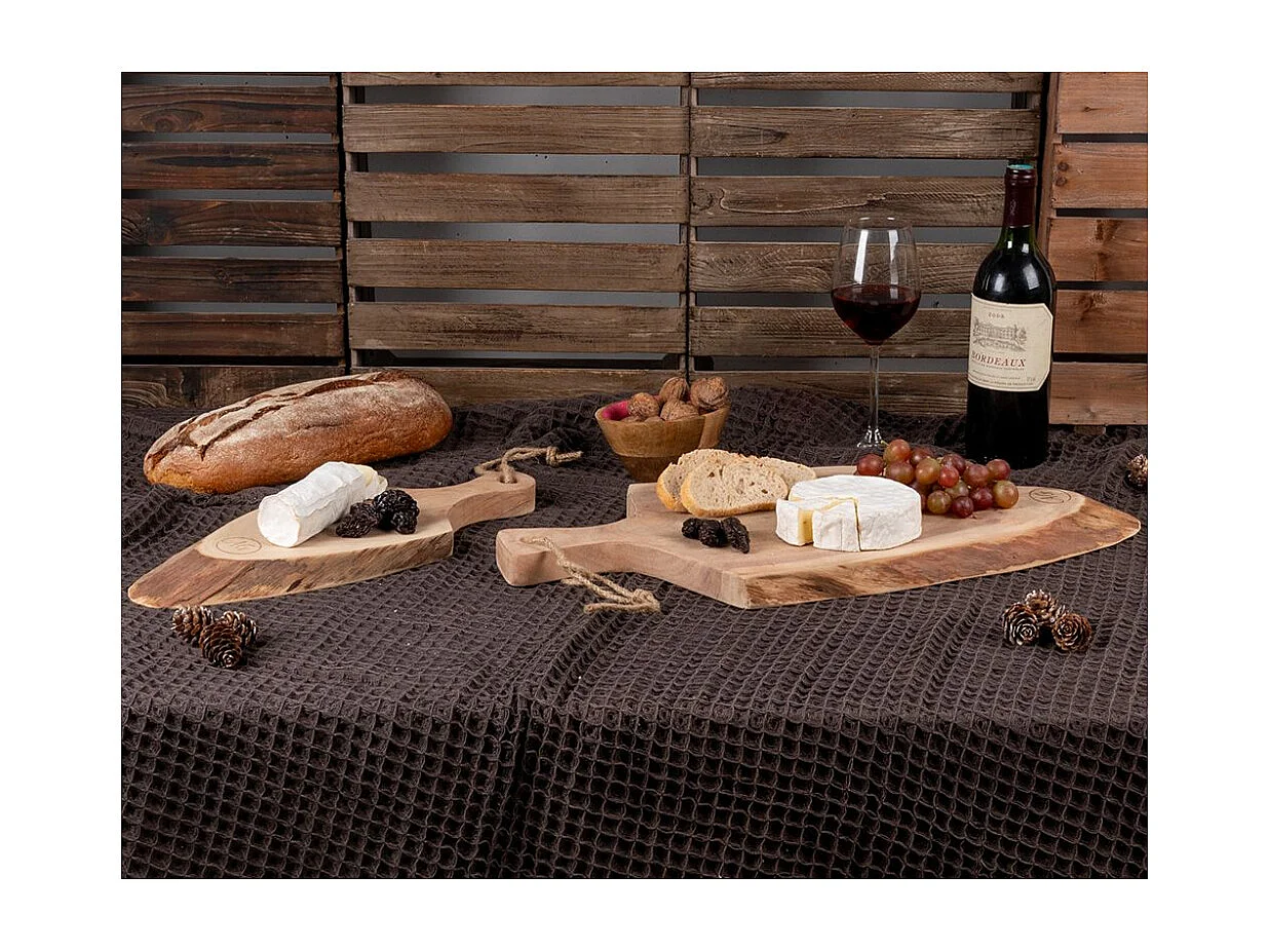 Planche à découper en acacia brut et écorce L 55 cm