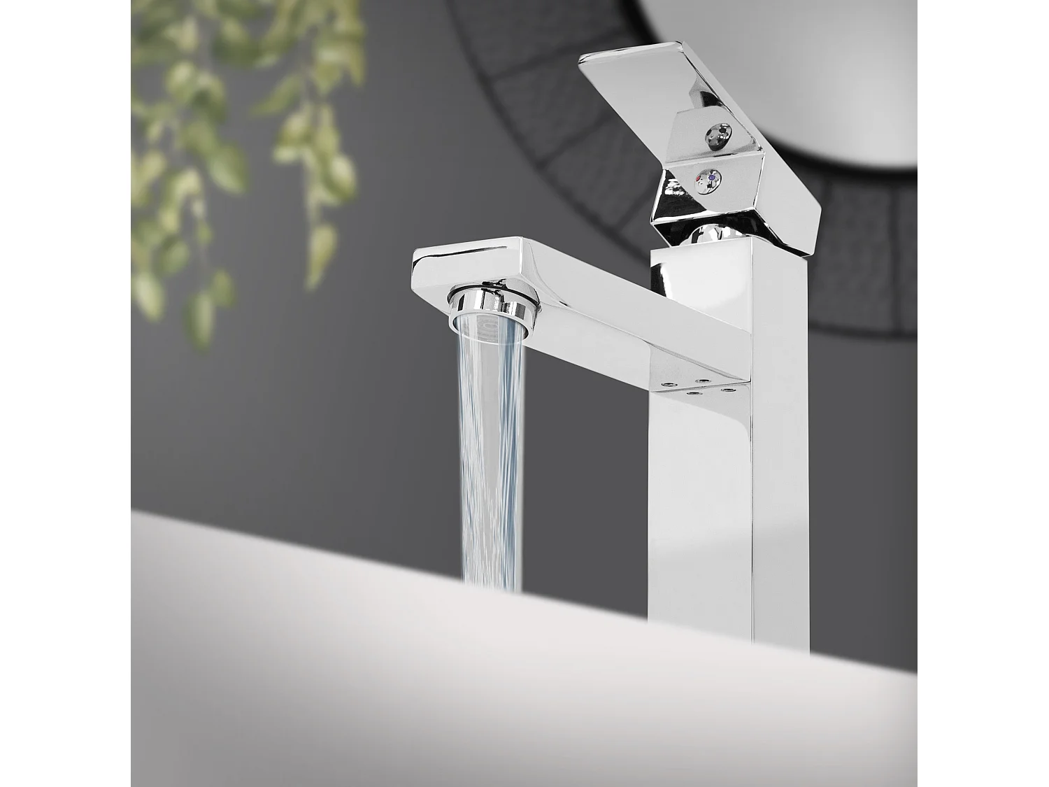 Rubinetto del lavabo quadrato in ottone miscelatore cromato per cucina lavello