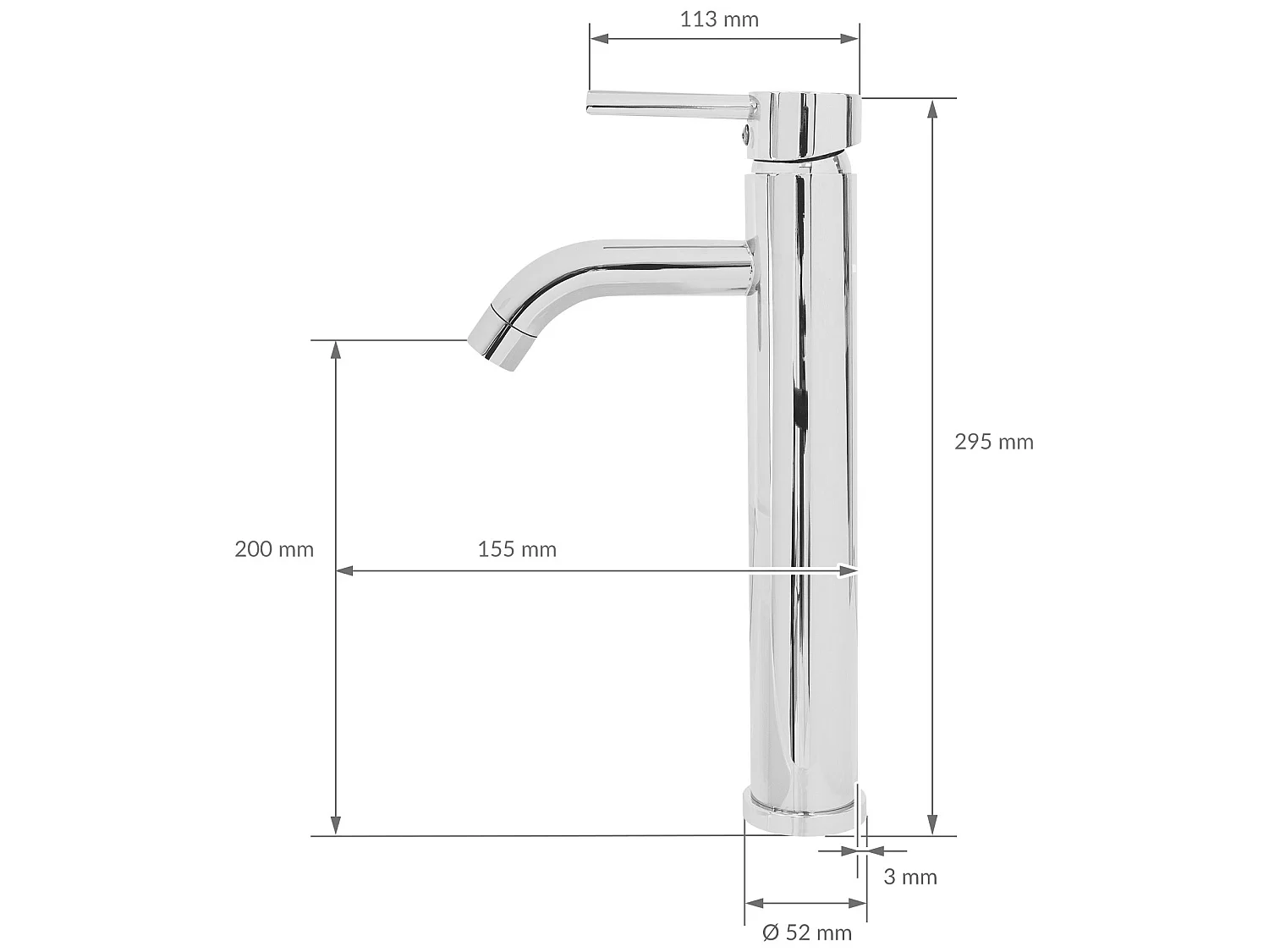 Rubinetto alto per lavandino cromato ottone monocomando dell'acqua lavabo bagno