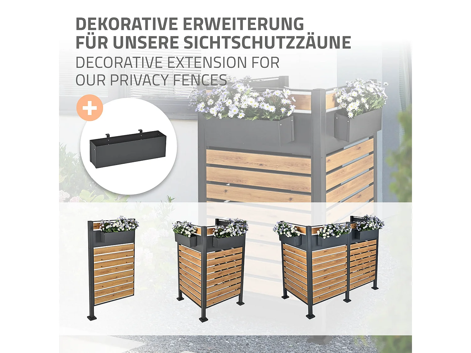 Bac à plantes jardinière pot panier fleurs suspendu anthracite acier 50x12x15 cm