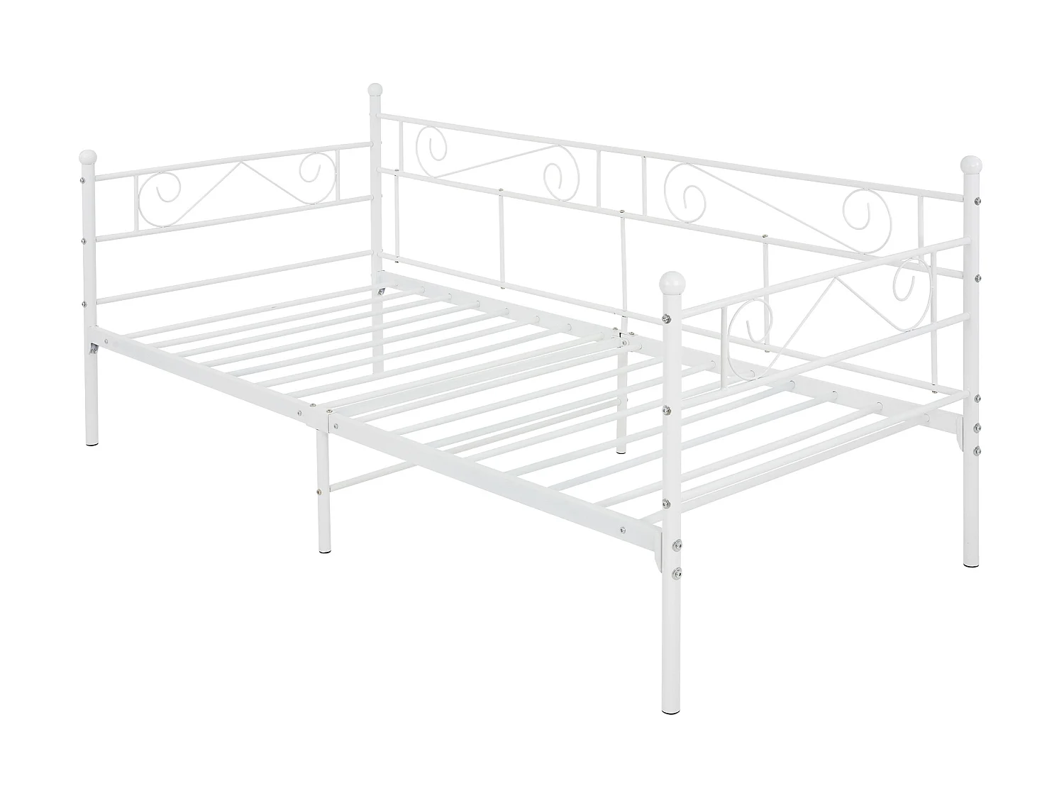 Lit banquette cadre blanc en métal canapé d'invité design romantique 90x200 cm