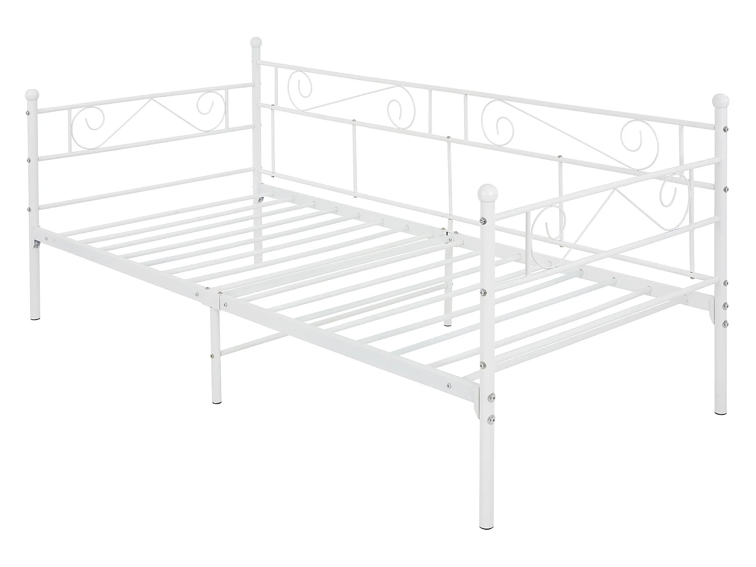 Lit banquette cadre blanc en métal canapé d'invité design romantique 90x200 cm