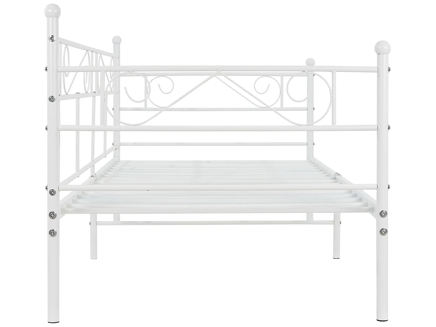 Lit banquette cadre blanc en métal canapé d'invité design romantique 90x200 cm