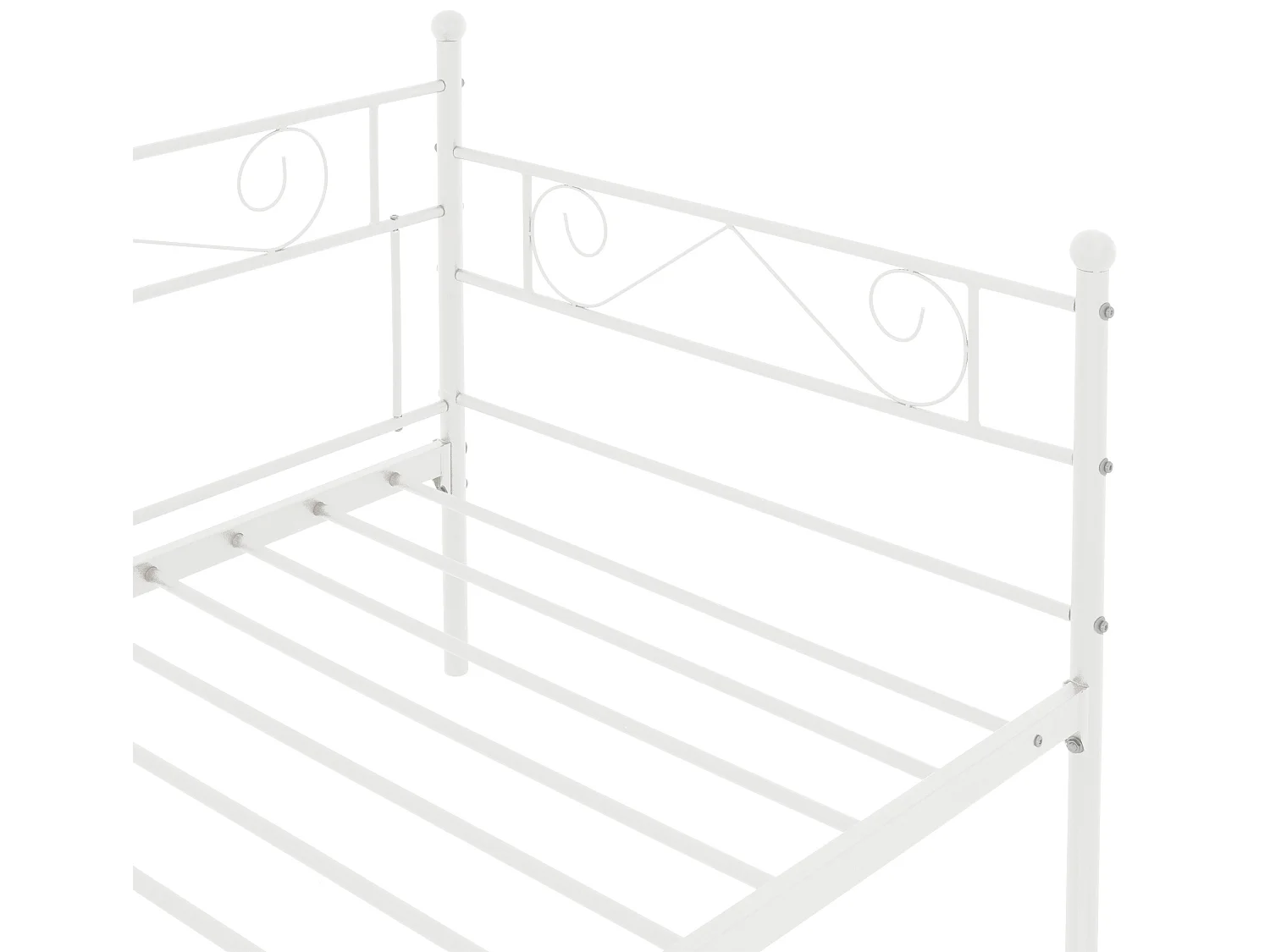 Lit banquette cadre blanc en métal canapé d'invité design romantique 90x200 cm