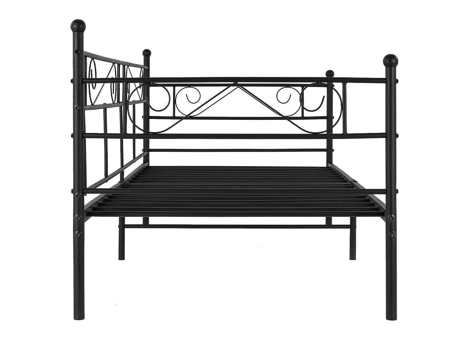 Cadre de lit en métal structure banquette canapé-lit simple noir acier 90x200 cm
