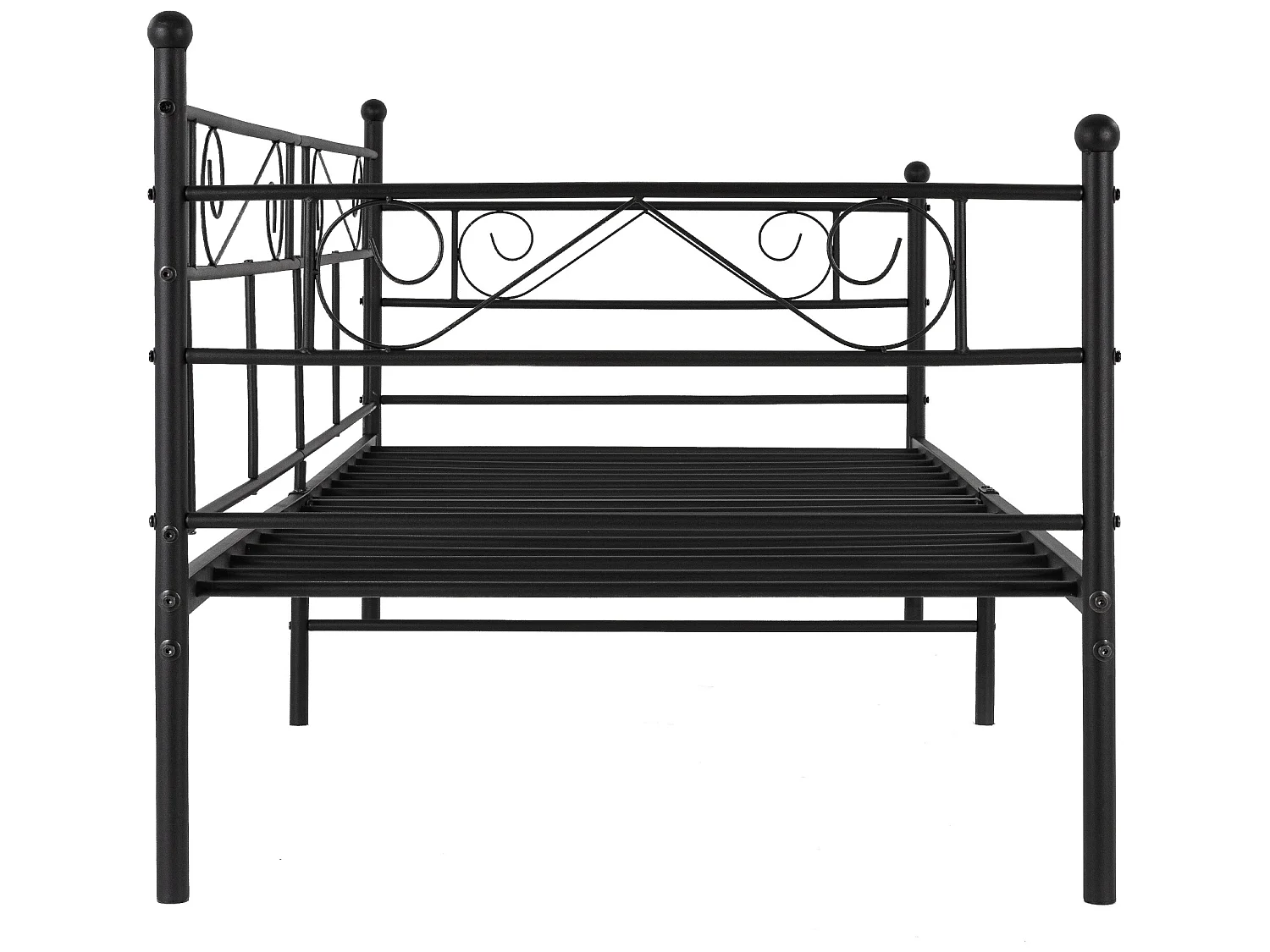 Cadre de lit en métal structure banquette canapé-lit simple noir acier 90x200 cm