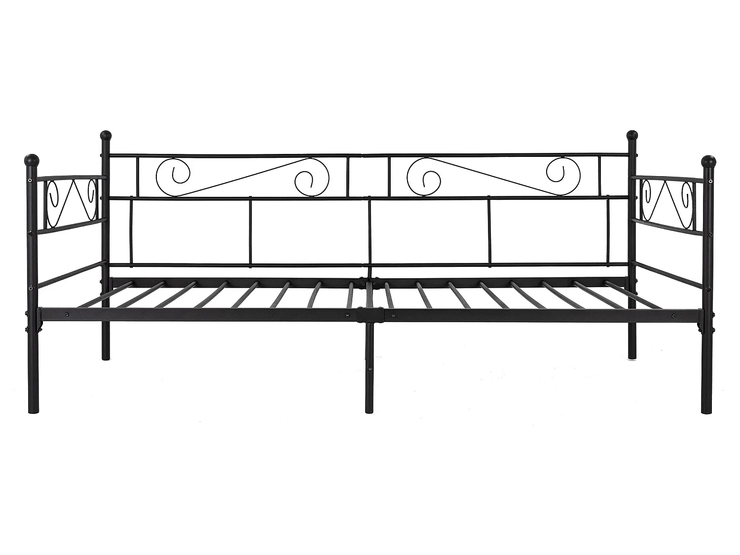 Cadre de lit en métal structure banquette canapé-lit simple noir acier 90x200 cm
