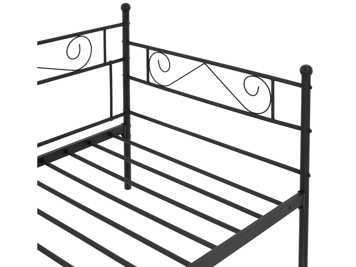 Cadre de lit en métal structure banquette canapé-lit simple noir acier 90x200 cm