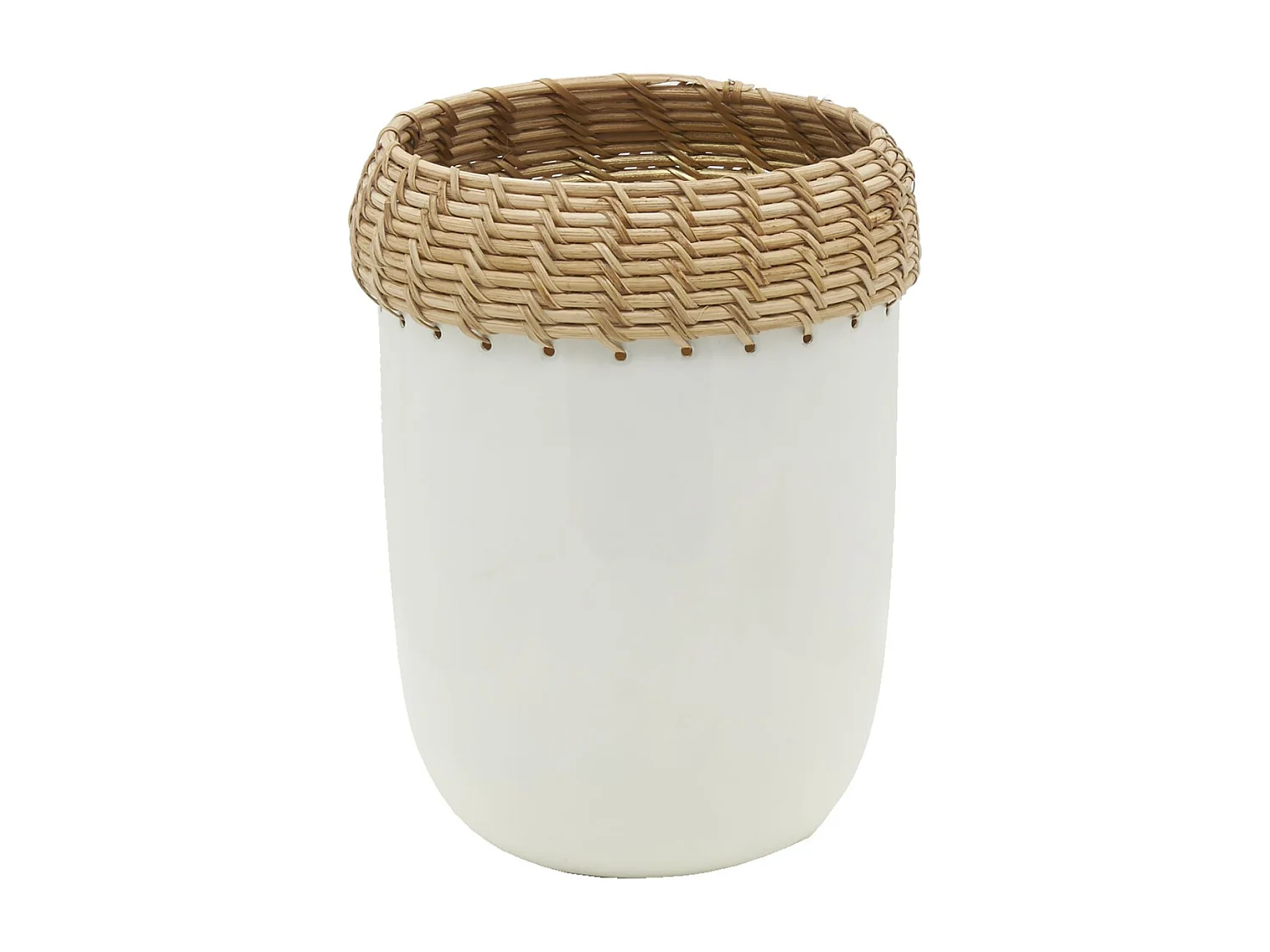 Vase en métal blanc et rotin Petit modèle