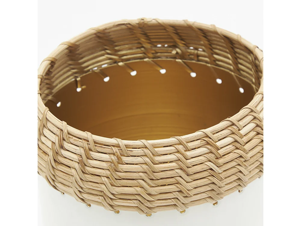 Vase en métal blanc et rotin Petit modèle