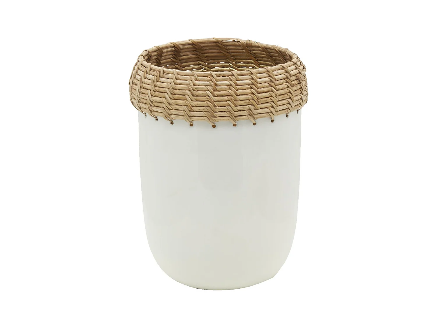 Vase en métal blanc et rotin Petit modèle