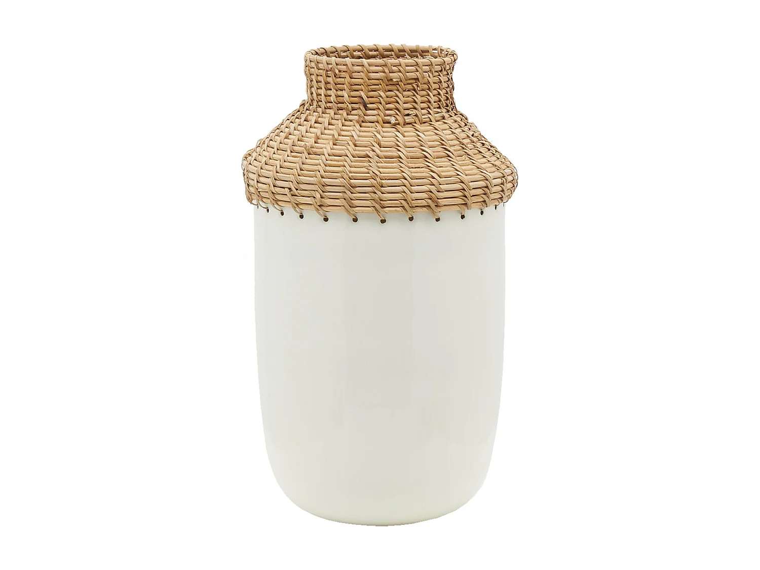 Vase en métal blanc et rotin Grand modèle