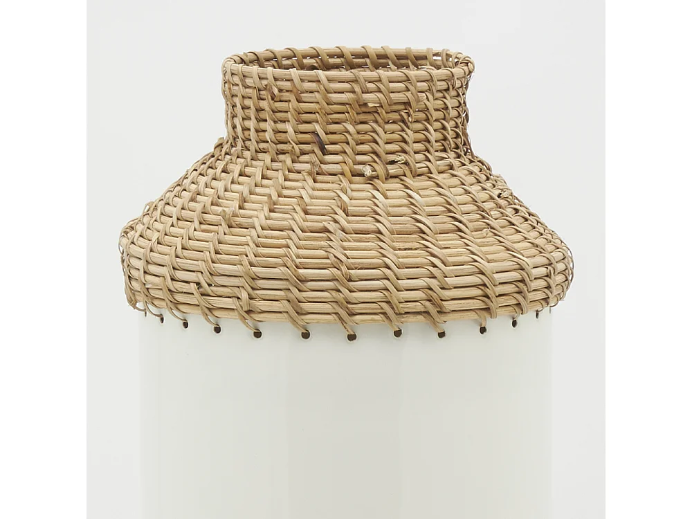 Vase en métal blanc et rotin Grand modèle