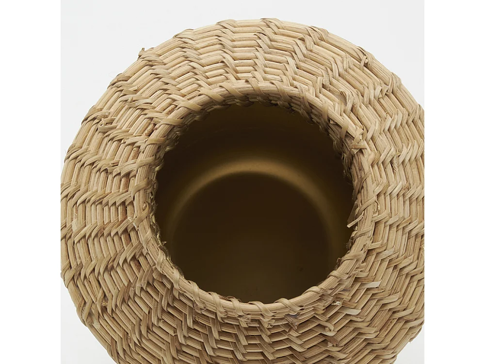 Vase en métal blanc et rotin Grand modèle