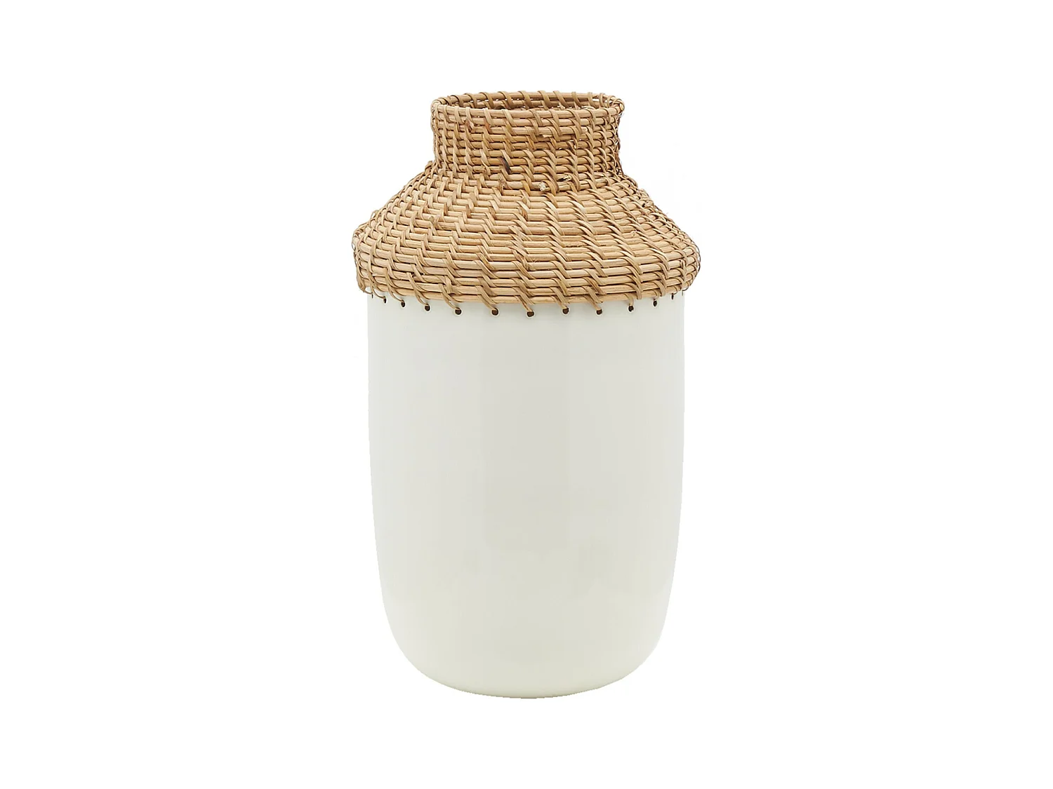 Vase en métal blanc et rotin Grand modèle