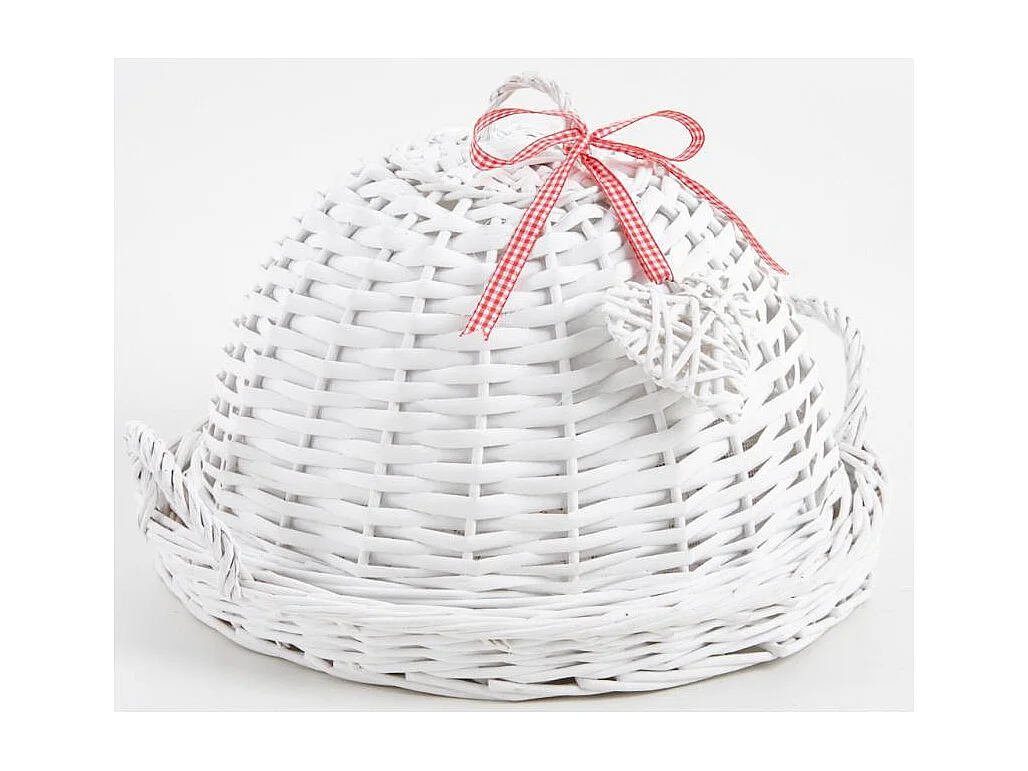 Plateau rond en osier blanc + cloche