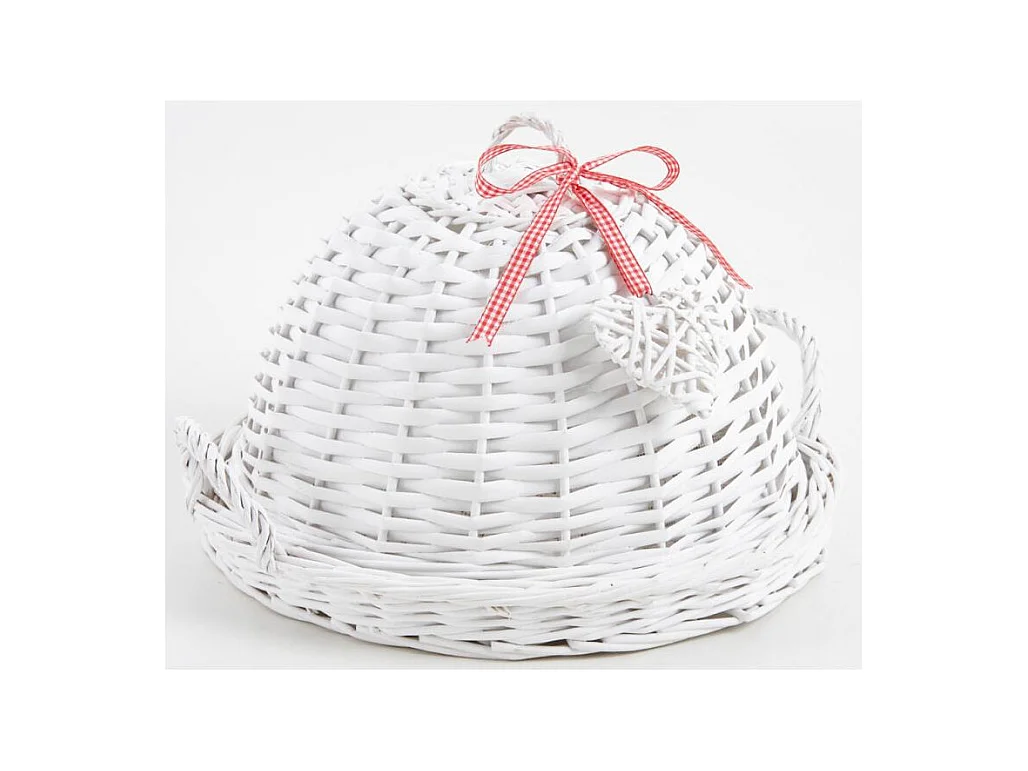 Plateau rond en osier blanc + cloche