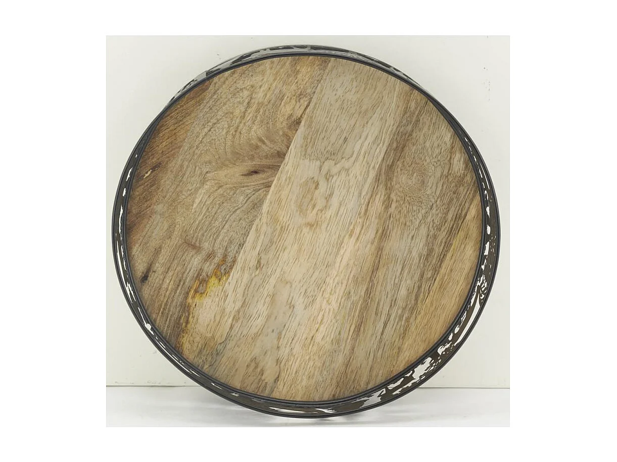 Plateaux ronds en métal et bois Cerf (lot de 2)