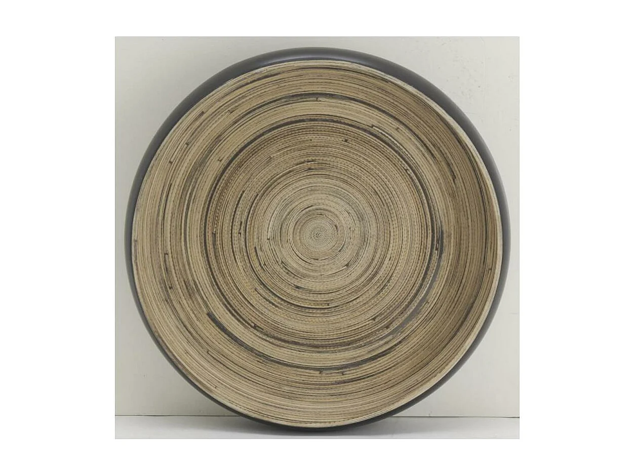 Plateaux ronds en bambou naturel et noir (lot de 2)