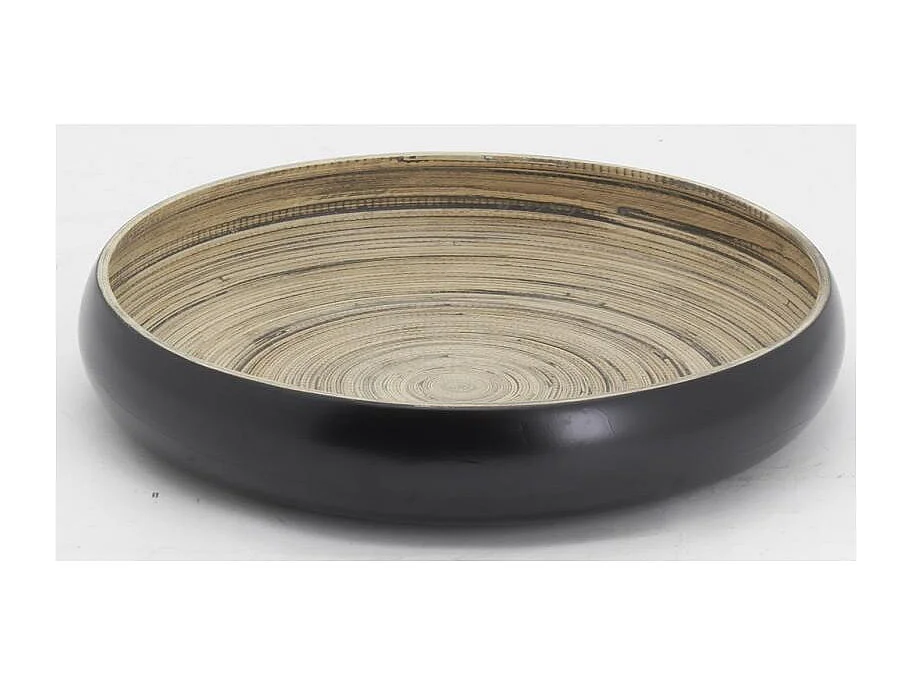 Plateaux ronds en bambou naturel et noir (lot de 2)