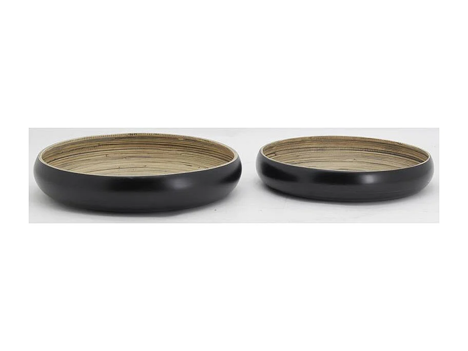 Plateaux ronds en bambou naturel et noir (lot de 2)