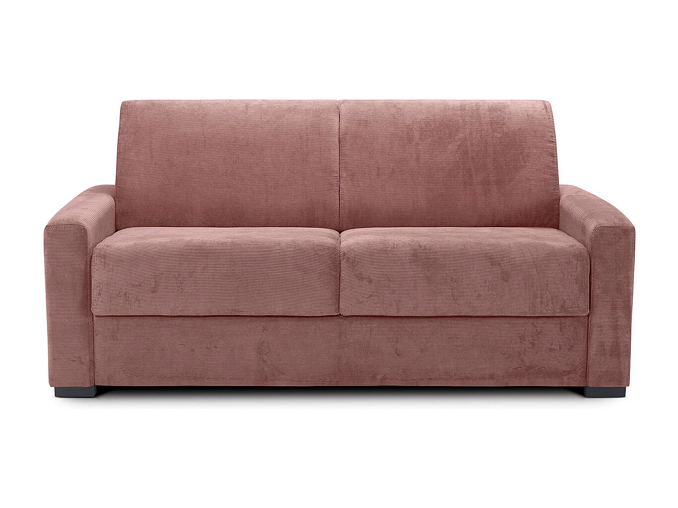 Canapé convertible 3 places en velours fines côtes veux rose - Ouverture express - Anzio