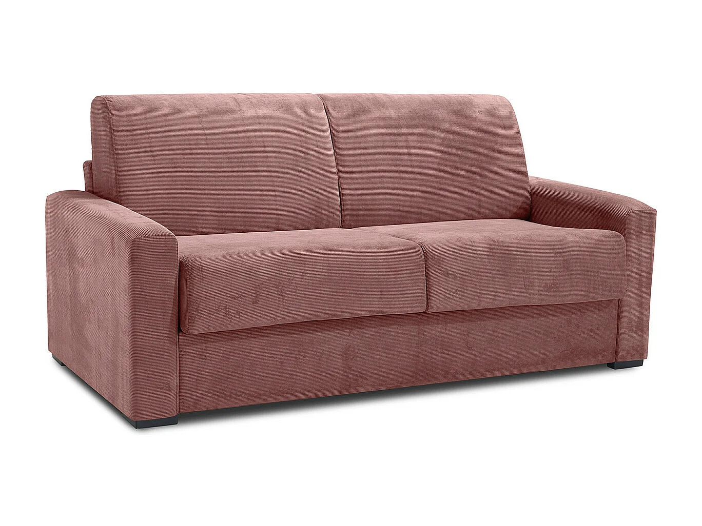 Canapé convertible 3 places en velours fines côtes veux rose - Ouverture express - Anzio