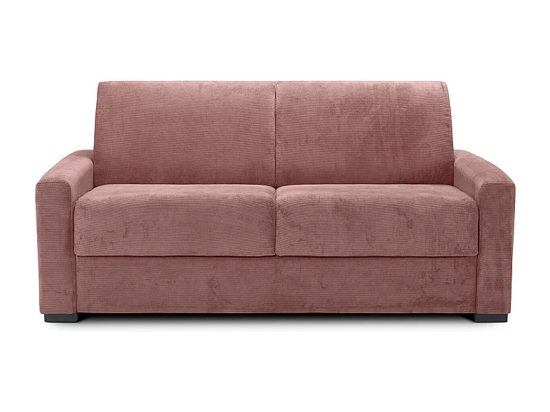 Canapé convertible 3 places en velours fines côtes veux rose - Ouverture express - Anzio