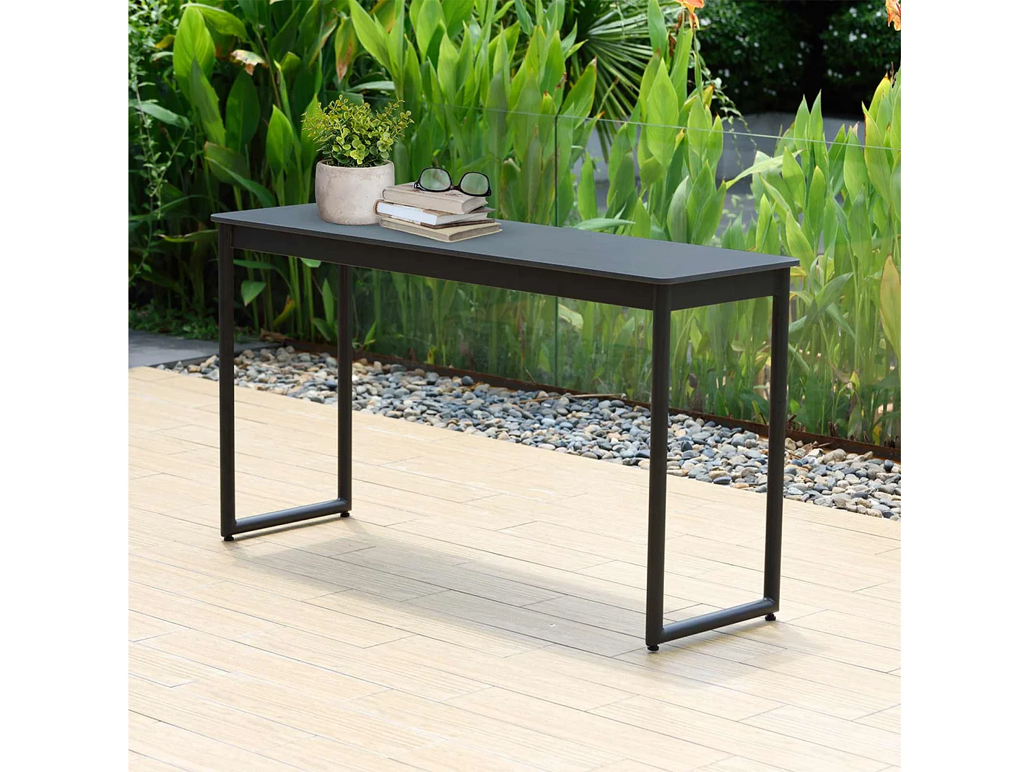 Console pour Intérieur et Extérieur Chillvert Livorno 138x43x75 cm Plateau en Aluminium Haute Résistance Gris Anthracite