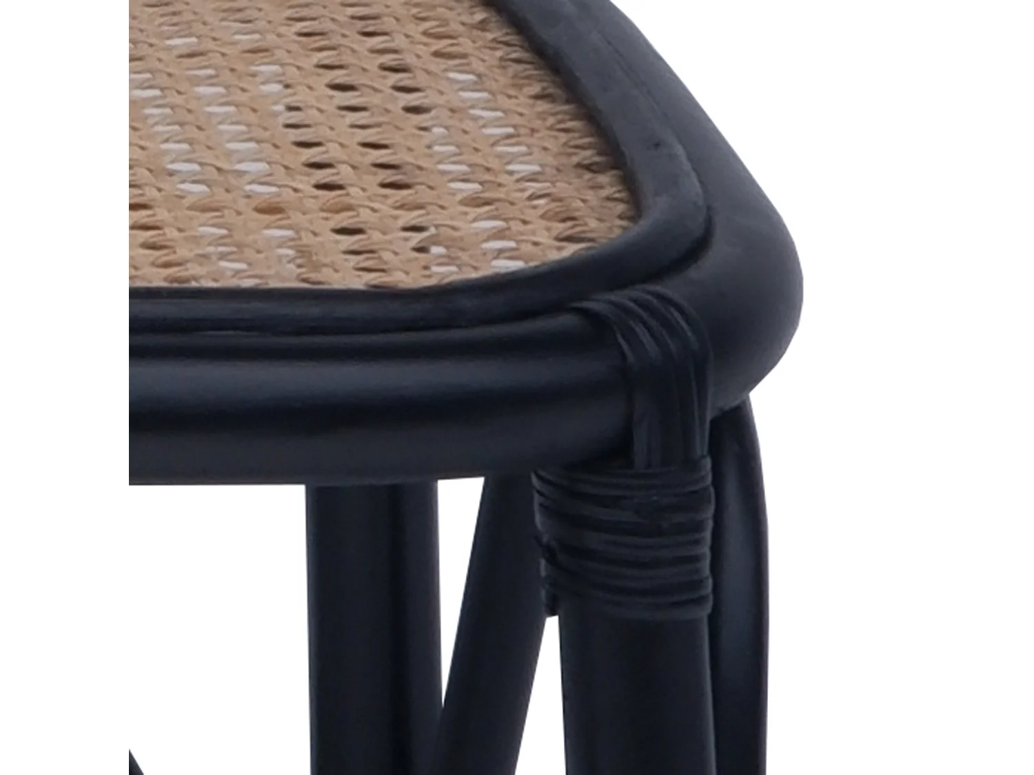 Banco Pie de Cama de Ratán Natural Chillvert Parma 78x73x43 cm con Diseño Bicolor Negro y Mimbre Marrón