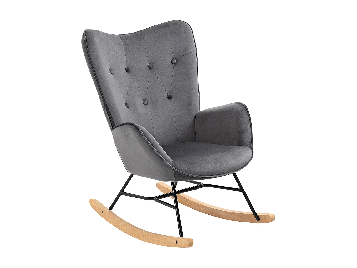 MEUBLES COSY Fauteuil à Bascule Allaitement Rocking Chair Scandinave Chaise Loisir Revêtement Pieds en Bois Massif pour Salon, Chambre, Le Balcon, Gris Velours