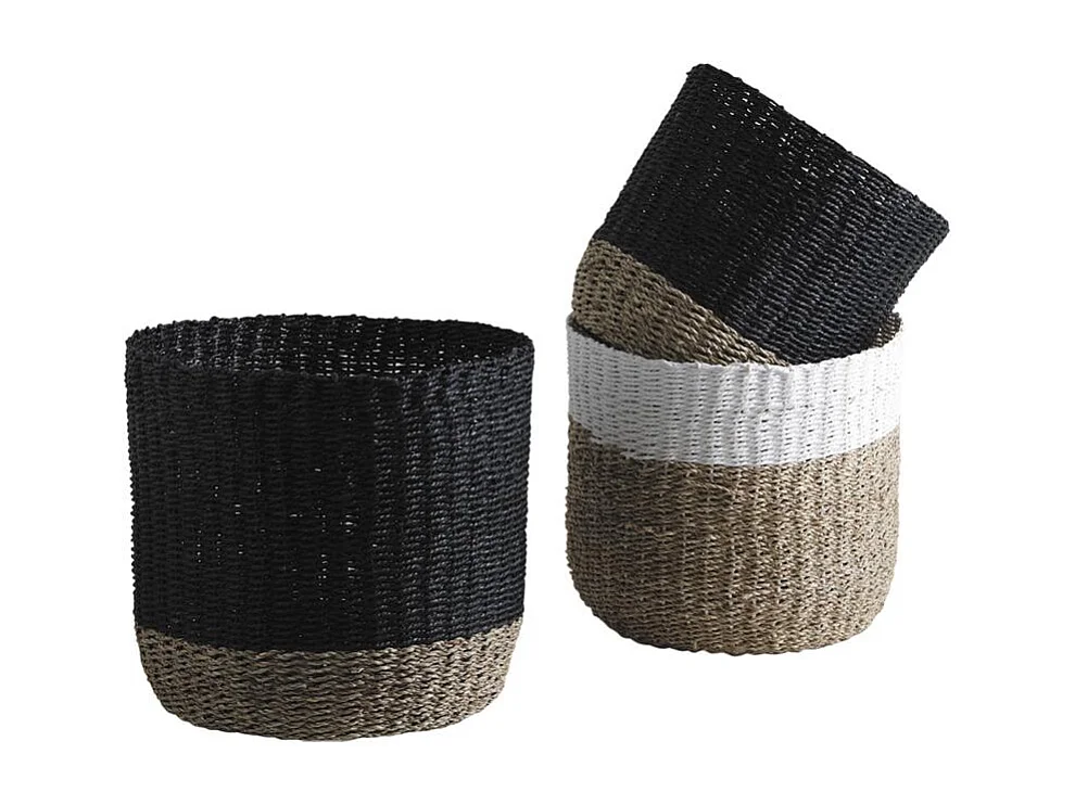 Cache-pots en jonc et corde (lot de 3)