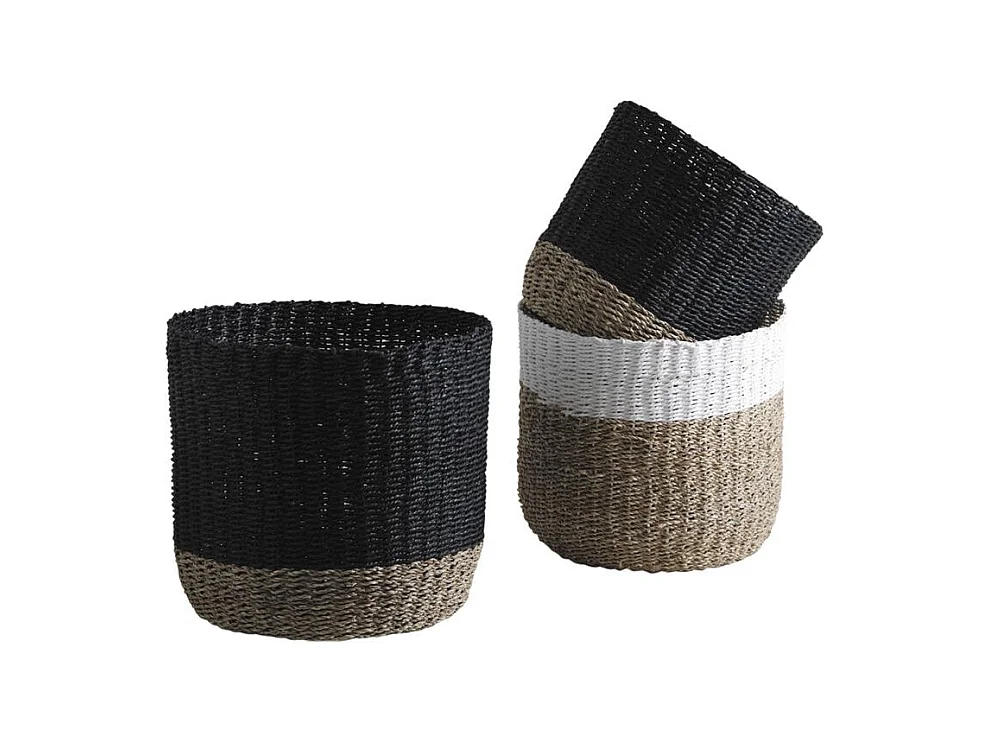Cache-pots en jonc et corde (lot de 3)