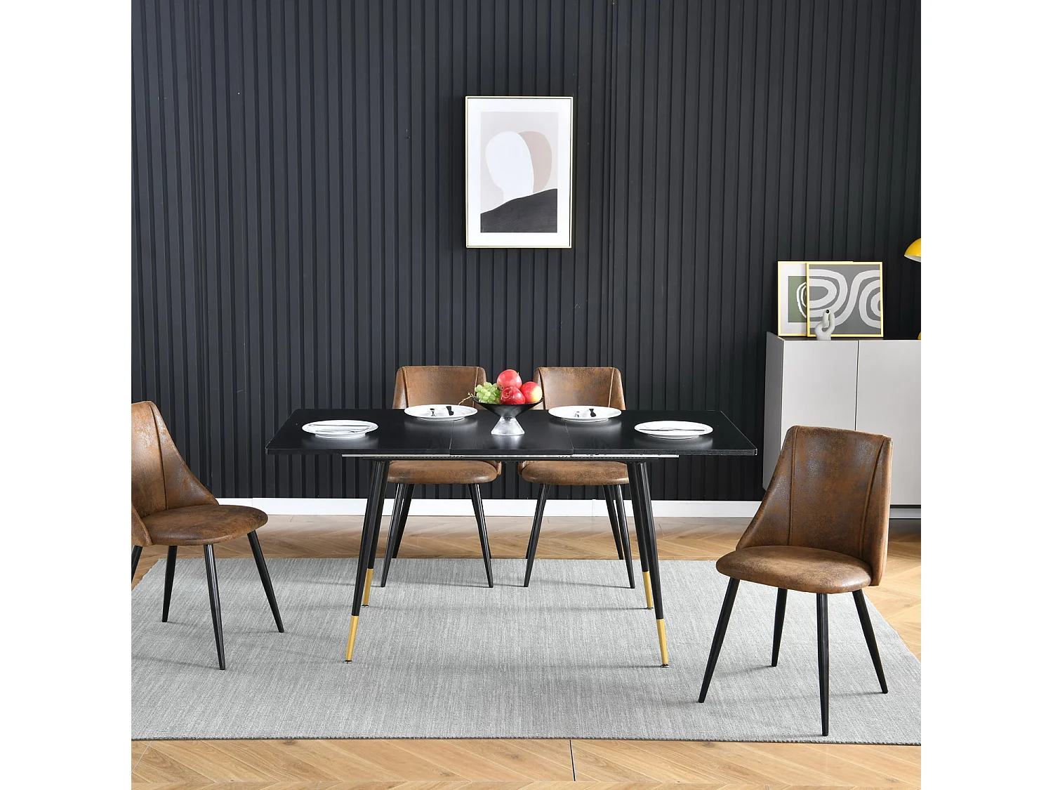 Lot de 4 chaises de salle à manger industriel,smeg suede