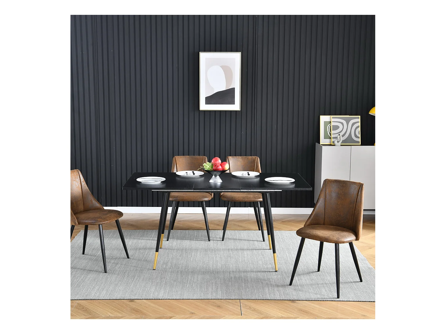 Lot de 4 chaises de salle à manger industriel,smeg suede