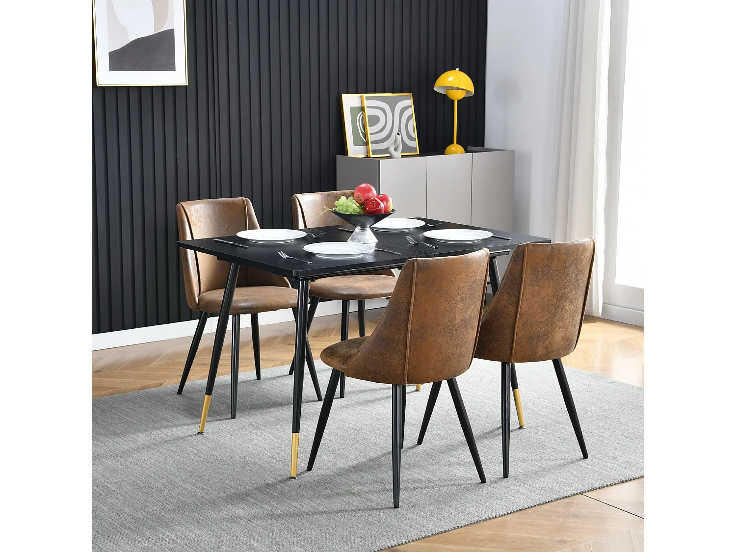 Lot de 4 chaises de salle à manger industriel,smeg suede