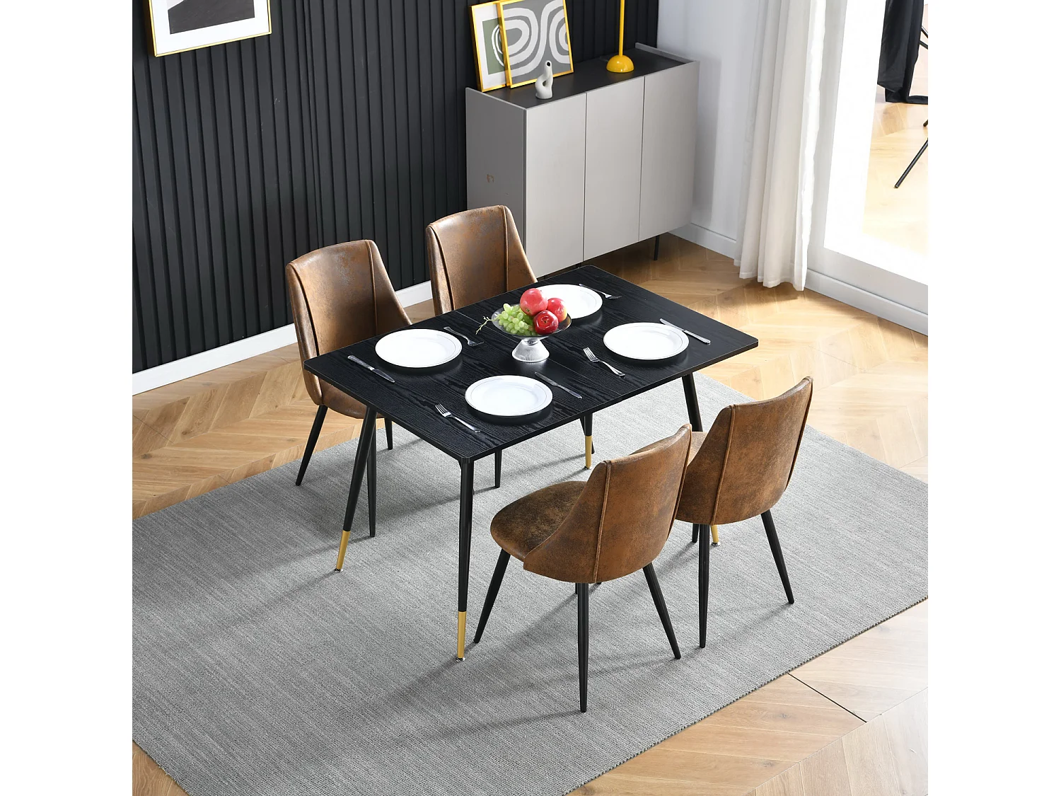 Lot de 4 chaises de salle à manger industriel,smeg suede