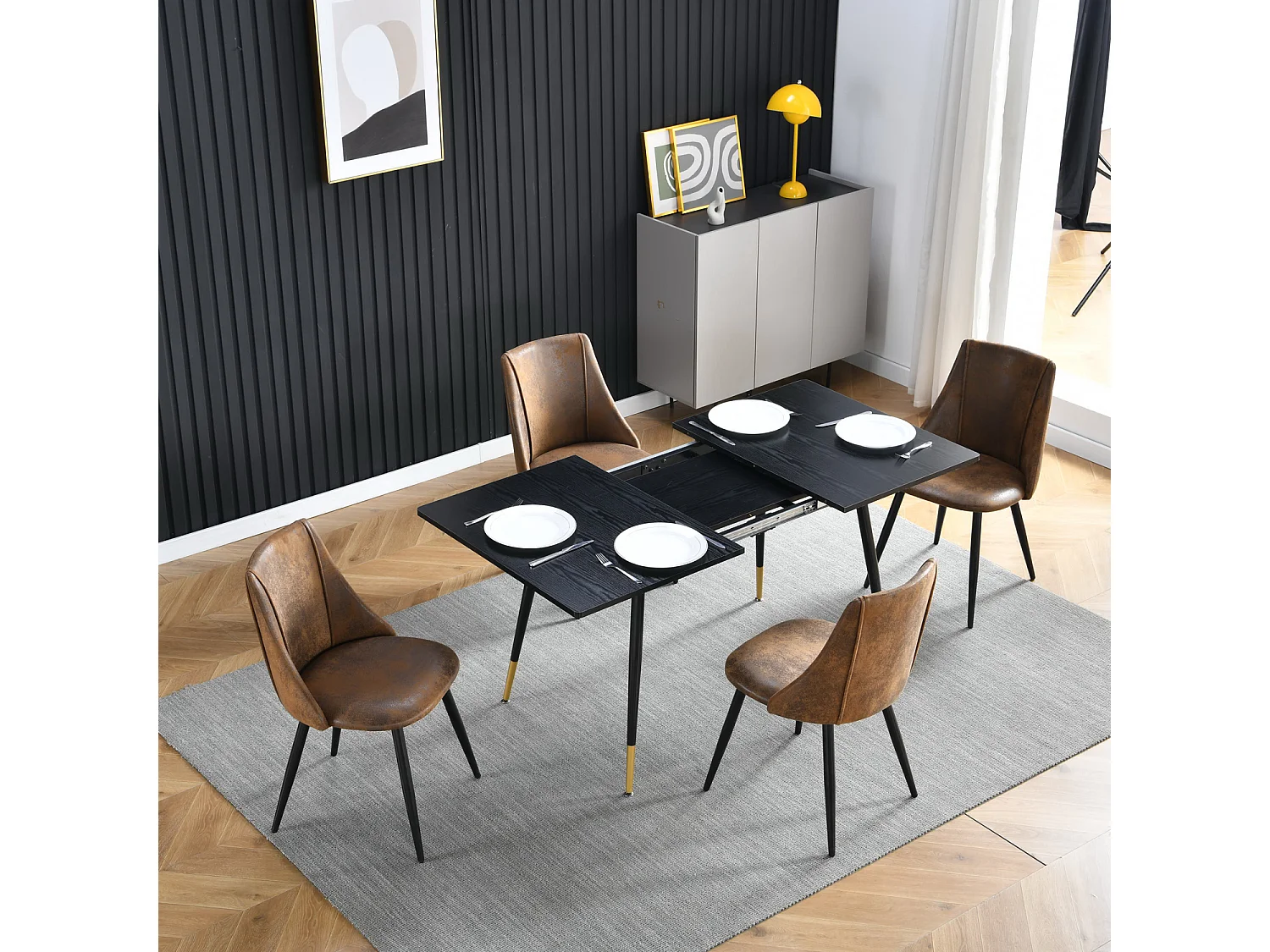 Lot de 4 chaises de salle à manger industriel,smeg suede