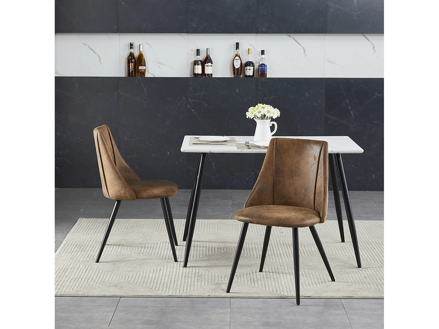 Lot de 4 chaises de salle à manger industriel,smeg suede