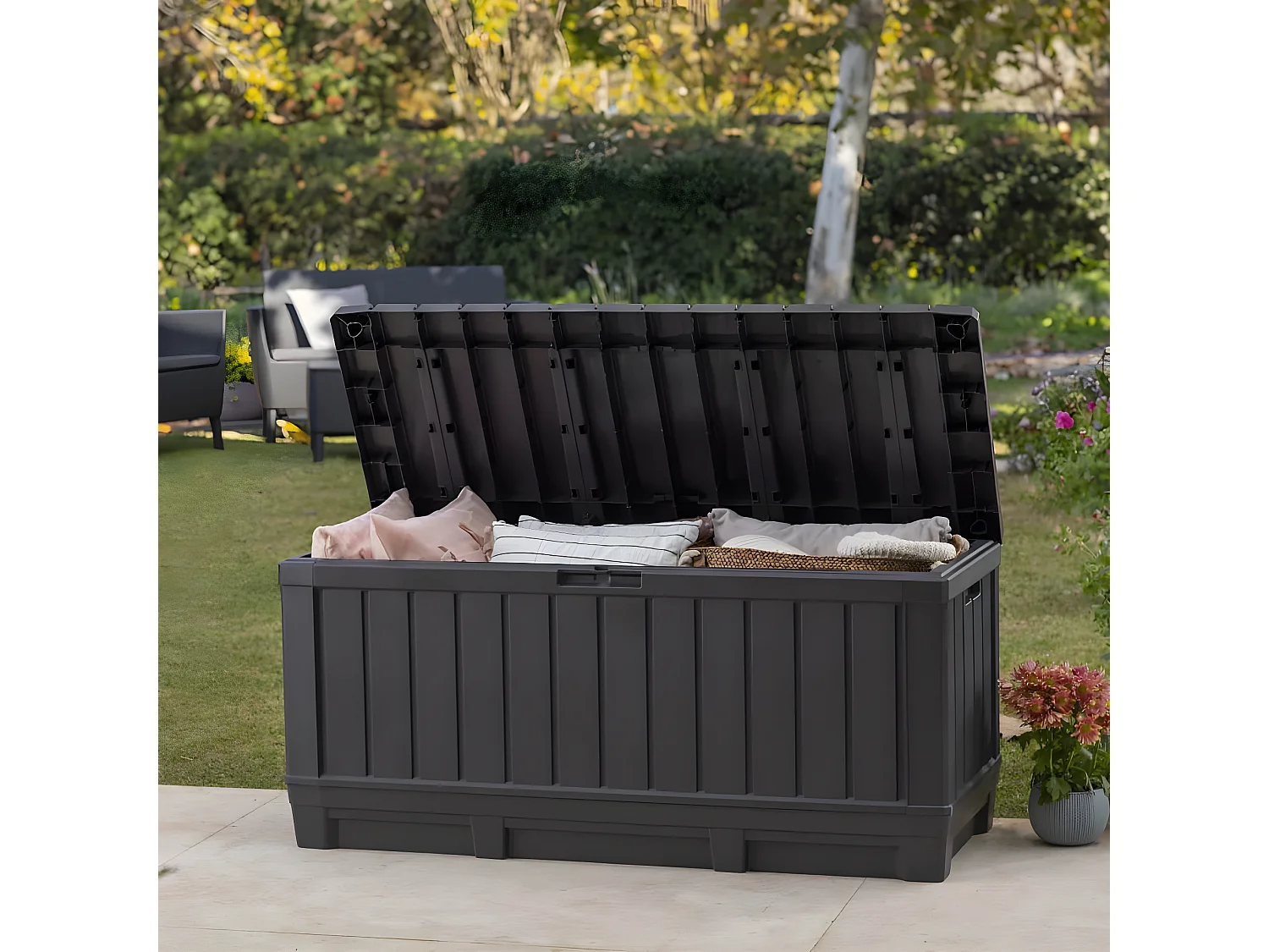 Caixa de armazenamento Keter Kentwood 350L - 119,6x58,5x55,8cm - Antracite