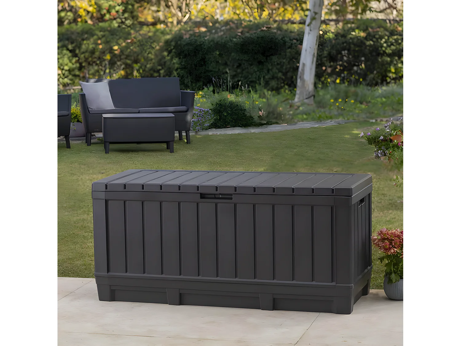 Caixa de armazenamento Keter Kentwood 350L - 119,6x58,5x55,8cm - Antracite