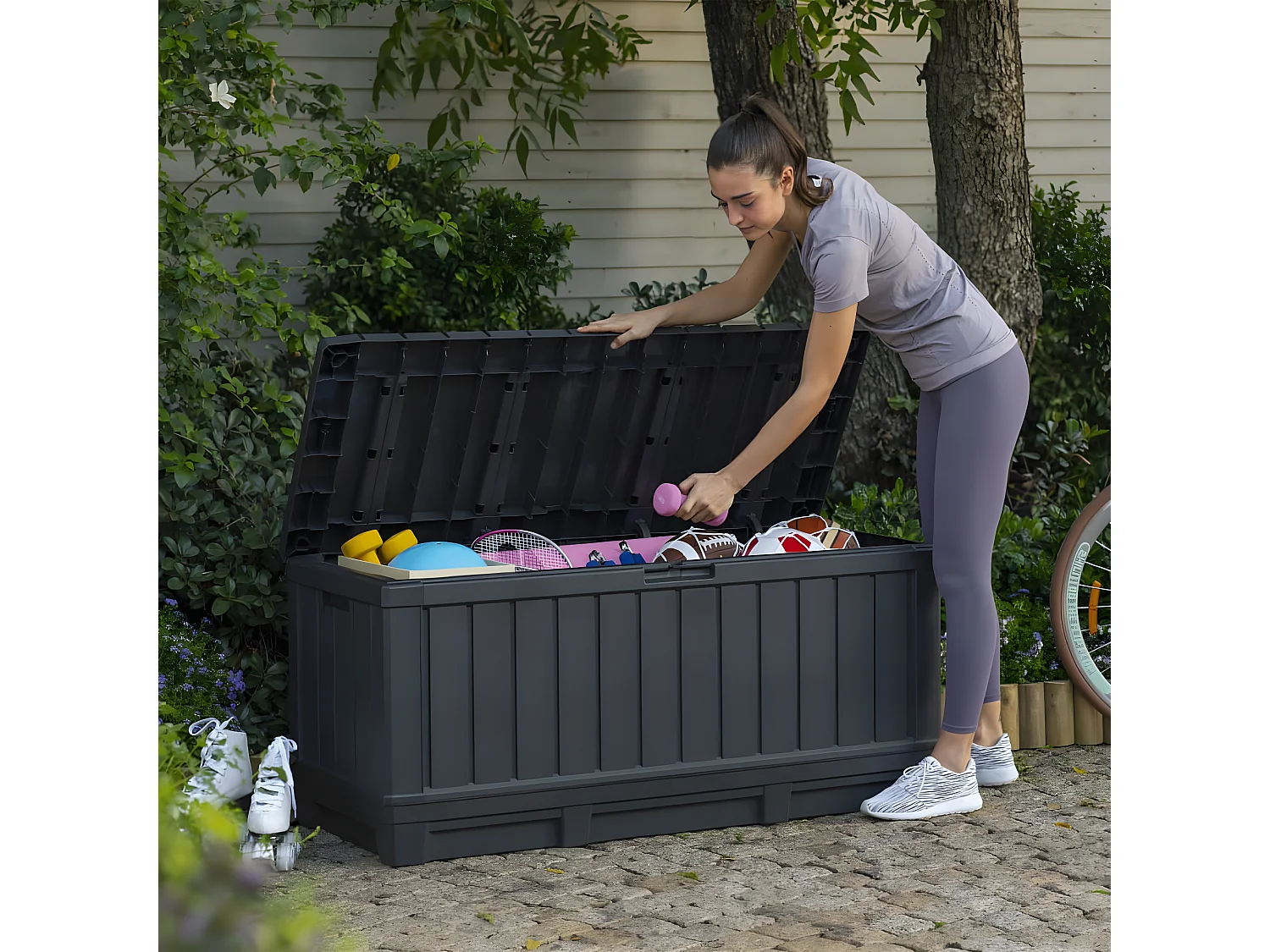 Caixa de armazenamento Keter Kentwood 350L - 119,6x58,5x55,8cm - Antracite