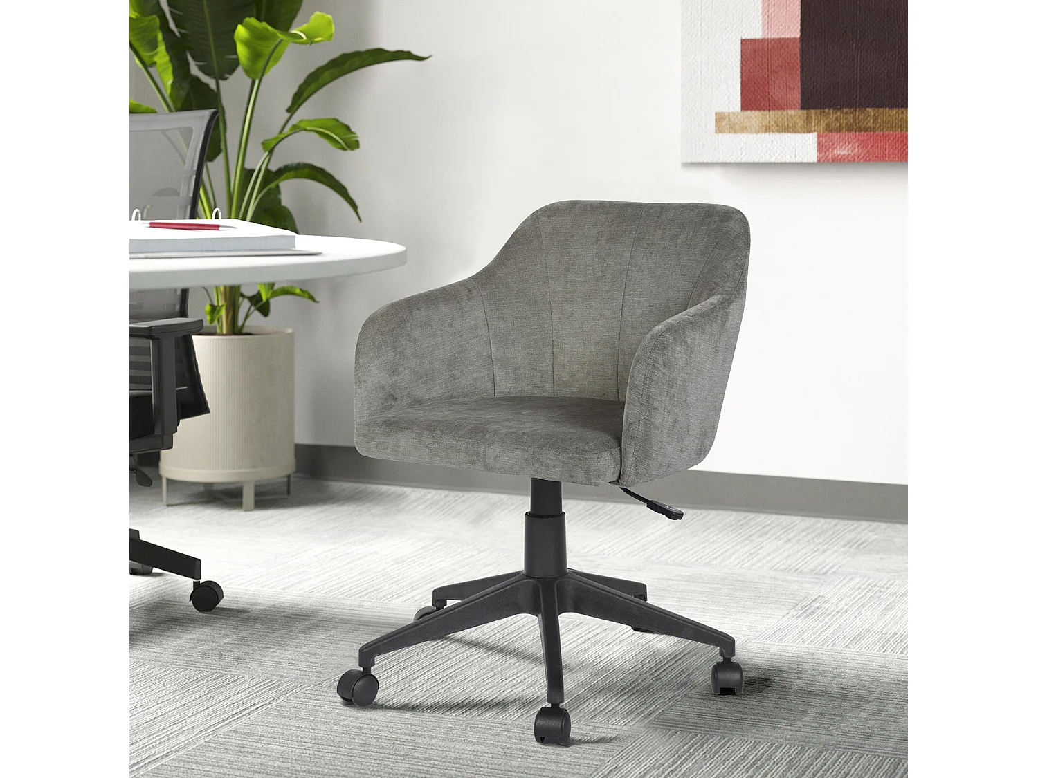 Chaise de bureau pivotant H79-89cm style industriel en tissu