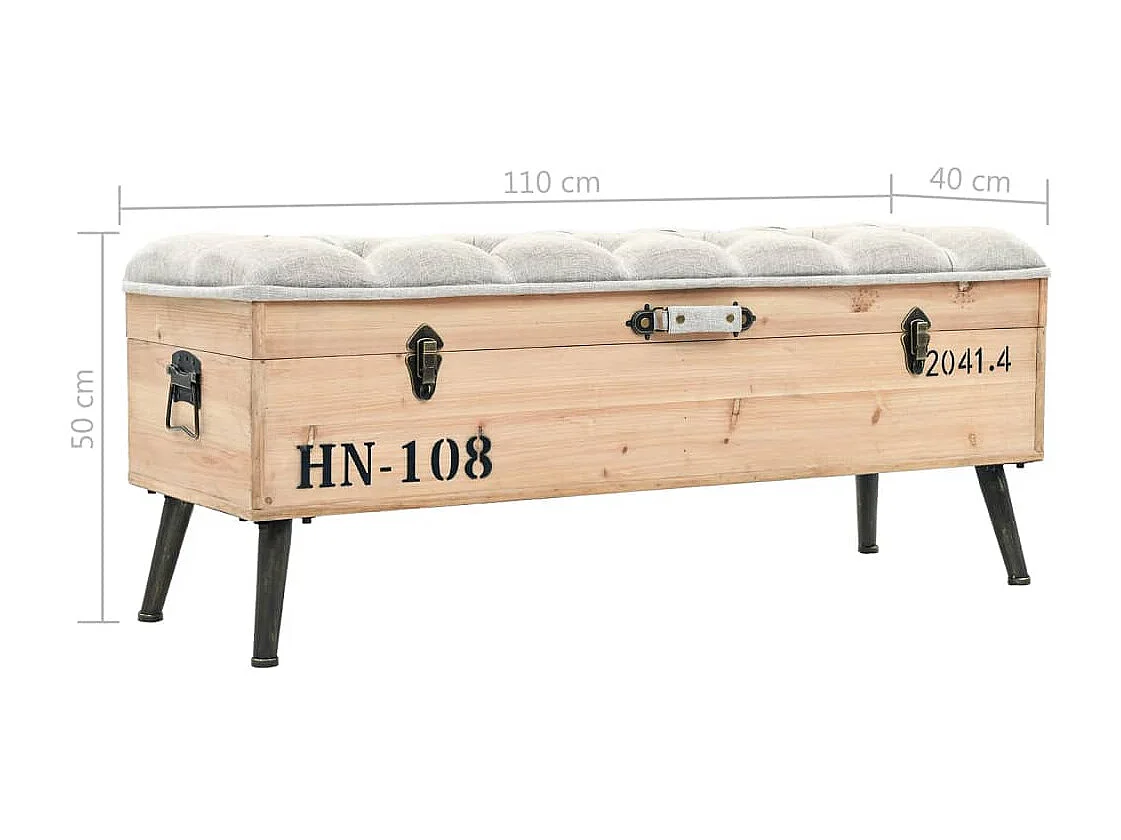 Opbergbank 110 cm massief vurenhout