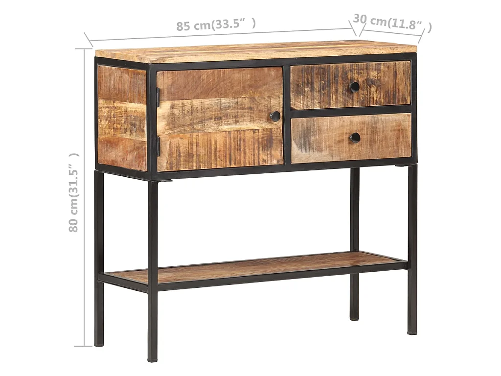 Buffet 85x30x80 cm Bois de manguier brut